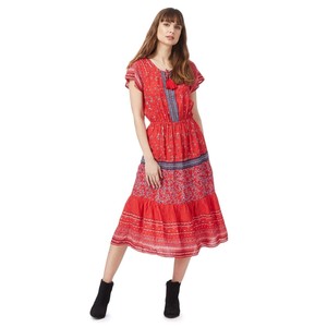 red boho dress