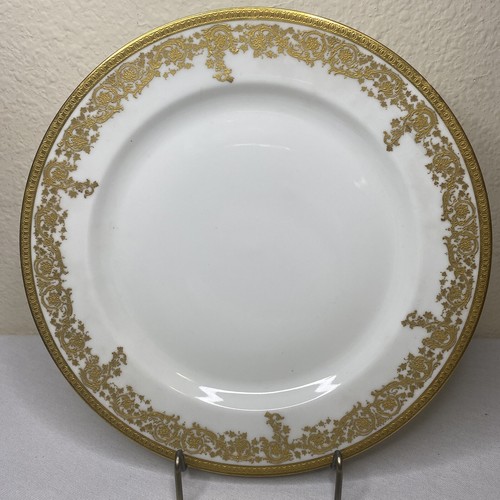 Antiguo Plato de Cena Haviland And Co Limoges Francia Diseño Dorado Juego 1924 *Chip - Imagen 2 de 9