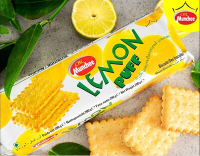 MUNCHEE LEMON PUFF TEA BISCUITS 200g GENUINE WITH REAL LEMON CREAM