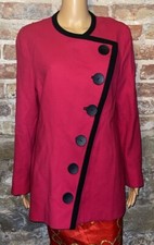 VTG 70s Lilli Ann Red Black Wool Blazer Jacket Union Made Asymmetrical, size M/