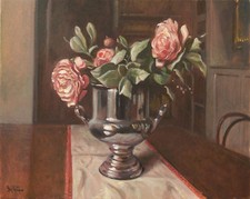 NATURA MORTA ROSE Giacomo VACCARO Olio su Tela - cm 50 x 40