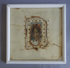 Eveline Le Mouel (1951) technique mixte sur carte à jouer japonaise signée datée