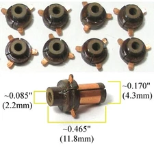 8pc Vintage TRADESHIP Japan 1/24 1/32 Slot Car 3-Pole .078" Shaft COMMUTATORS A+