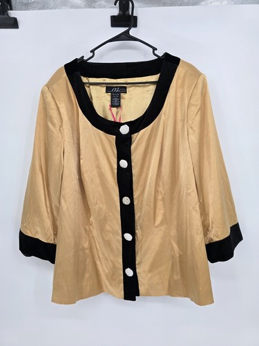 Midnight Velvet Size 22W Womens Jacket Gold Satin Bling Velvet Trim NWT - Picture 2 of 5