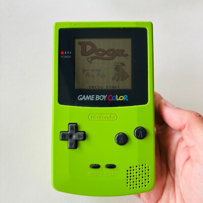 Gameboy Color Console Green Kiwi Lime Nintendo GBC w/ Game