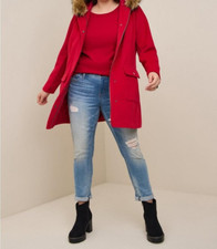 Torrid Wool Zip Front Faux Fur Trim Coat Red Plus Sz 5 5x 28 #d91487