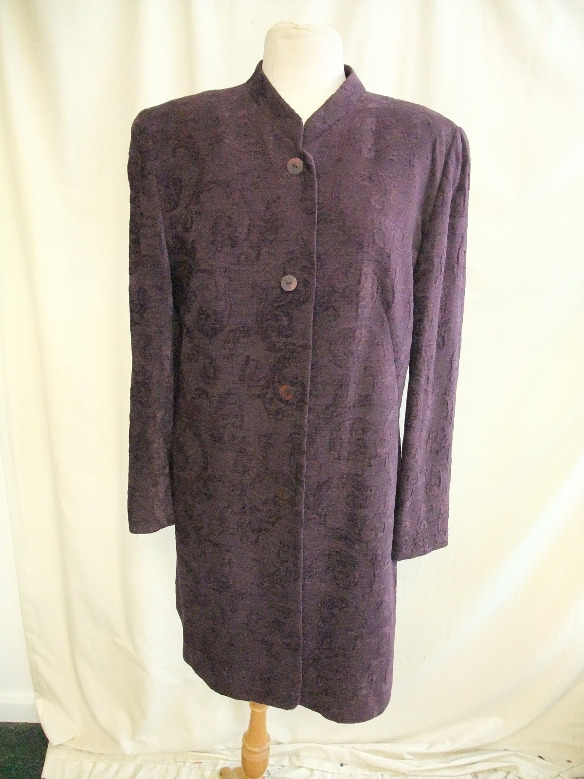 ALTRA Cappotto donna Windsmoor UK 14 prugna floccato viscosa lunghezza 36" colletto mandarino 2151