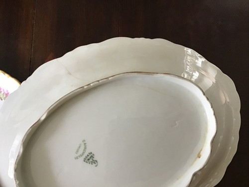 3 Limoges Pieces. Oval Dish. Plate And Bowl. Roses & Lots Of Gilt - Picture 6 of 12