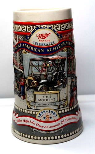 VTG 1987 "The Model T" Miller Beer Stein American Achievements 7 1/2 in Tall - Picture 2 of 5