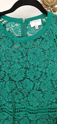 green emerald velvet dress Averie Lace Panel Emerald Green Cotton Dress main image 1