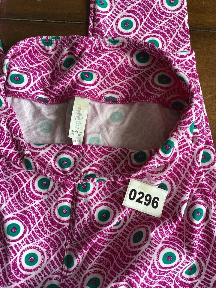 Новый #0296 LuLaRoe OS леггинсы красивый круг печати LP03 розовый белый павлин - Изображение 3 из 4