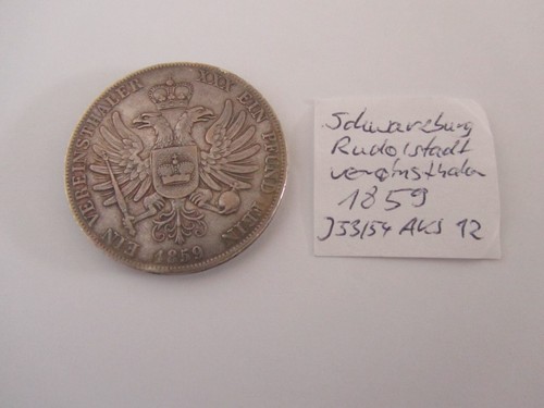 SCHWARZBURG RUDOLSTADT - EIN VEREINSTHALER XXX EIN PFUND FEIN 1859, Silber (900) - Bild 2 von 3