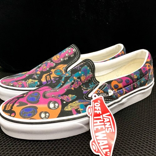 New Vans Classic Slip On Trippy Mushroom Skull Shoes women 9 & 10 - 第 1/5 張圖片