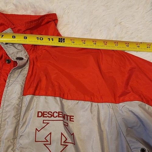 Descente Jacke Herren klein leicht durchgehender Reißverschluss abnehmbare Kapuze Nylon Mesh - Bild 5 von 9