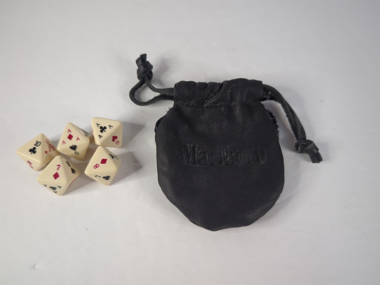 Vintage Octagonal Poker Dice Die Marlboro Black Leather Bag