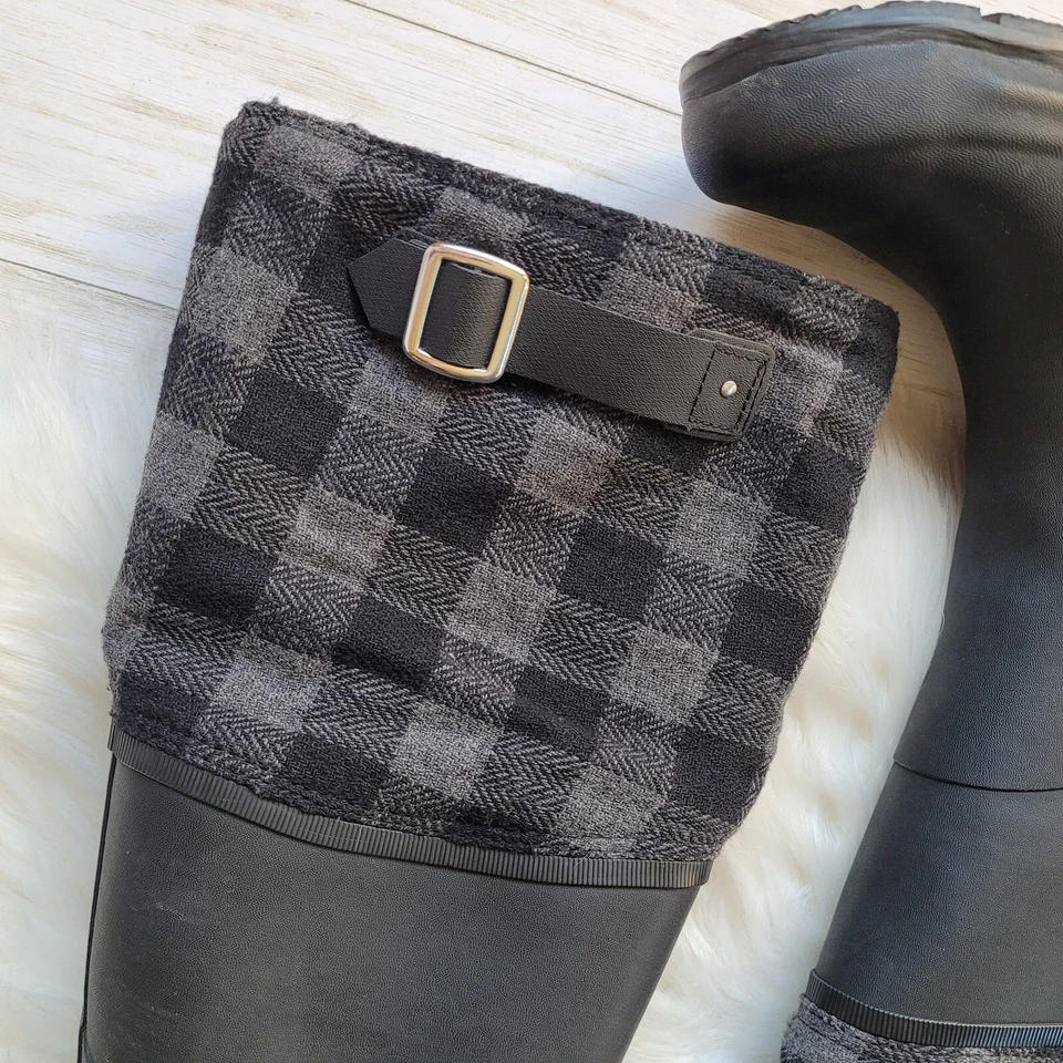 Botas de lluvia Converse All Star altas de goma negras impermeables con ribete a cuadros para mujer 7,5 Foto 4 de 4