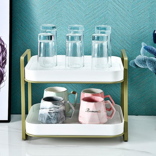 2-Tier Cups Mugs Drying Rack with Removable Drain Tray Kitchen Countertop Org... - Picture 6 of 7