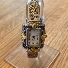Vellaccio Ladies Two Tone Hinged Cuff MOP Bangle Fashion Watch Working