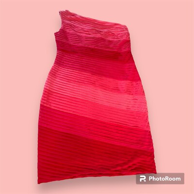 Tadashi Shoji Womens XL Ombré Pink One Shoulder Knee Length