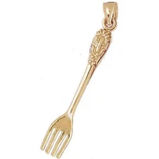 New 14k Gold Fork Pendant