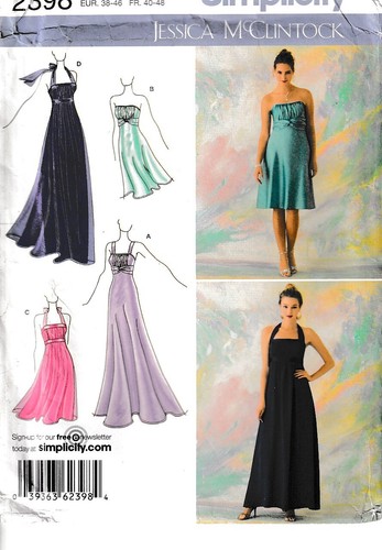 Simplicity 2398 Misses Evening Dress Sewing Pattern Size 12 14 16 18 20