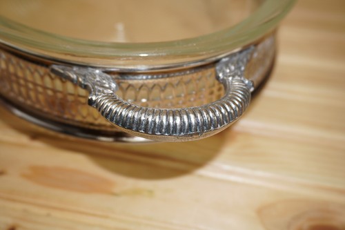 Bandeja para servir Sheffield plateada con plato de vidrio, 16 1/4" x 3 1/8" (G34) - Imagen 4 de 10