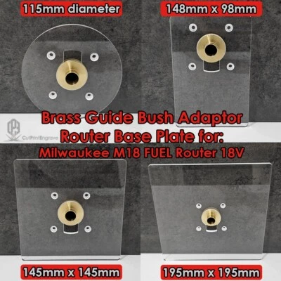 CUTPRINTENGRAVE Milwaukee M18 FUEL Router 18V Trimmer Router Brass Guide Bush Adaptor - 4 sizes