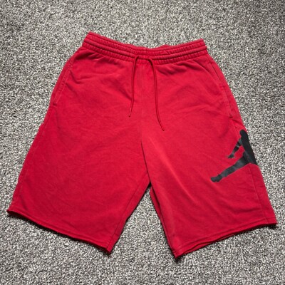 Nike Air Jordan Shorts Mens Small Red Black Jumpman Logo Fleece DB1812 