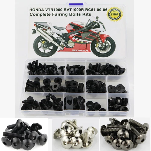 Complete Fairing Bolts Kit Fit For Honda VTR1000 RVT1000R RC51 2000-2006 Black