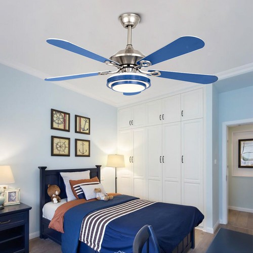 Acrylic Ceiling Fan Light Chandelier Lamp LED Dimmable 5-Blade With Remote Blue - Picture 2 of 16