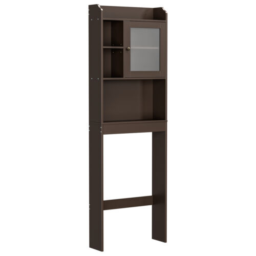 Wood Over The Toilet Bathroom Storage Cabinet Organizer w/Adjustable Shelf Brown - Picture 20 of 24