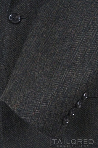 J.CREW Ludlow Solid Green Wool Cotton Tweed Mens Blazer Sport Coat Jacket - 44 R - Picture 6 of 9