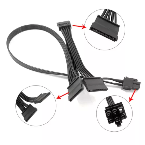 Cable SATA para EVGA 1000 GQ 80+ DORADO 1000W 6 pines 1 a 3
