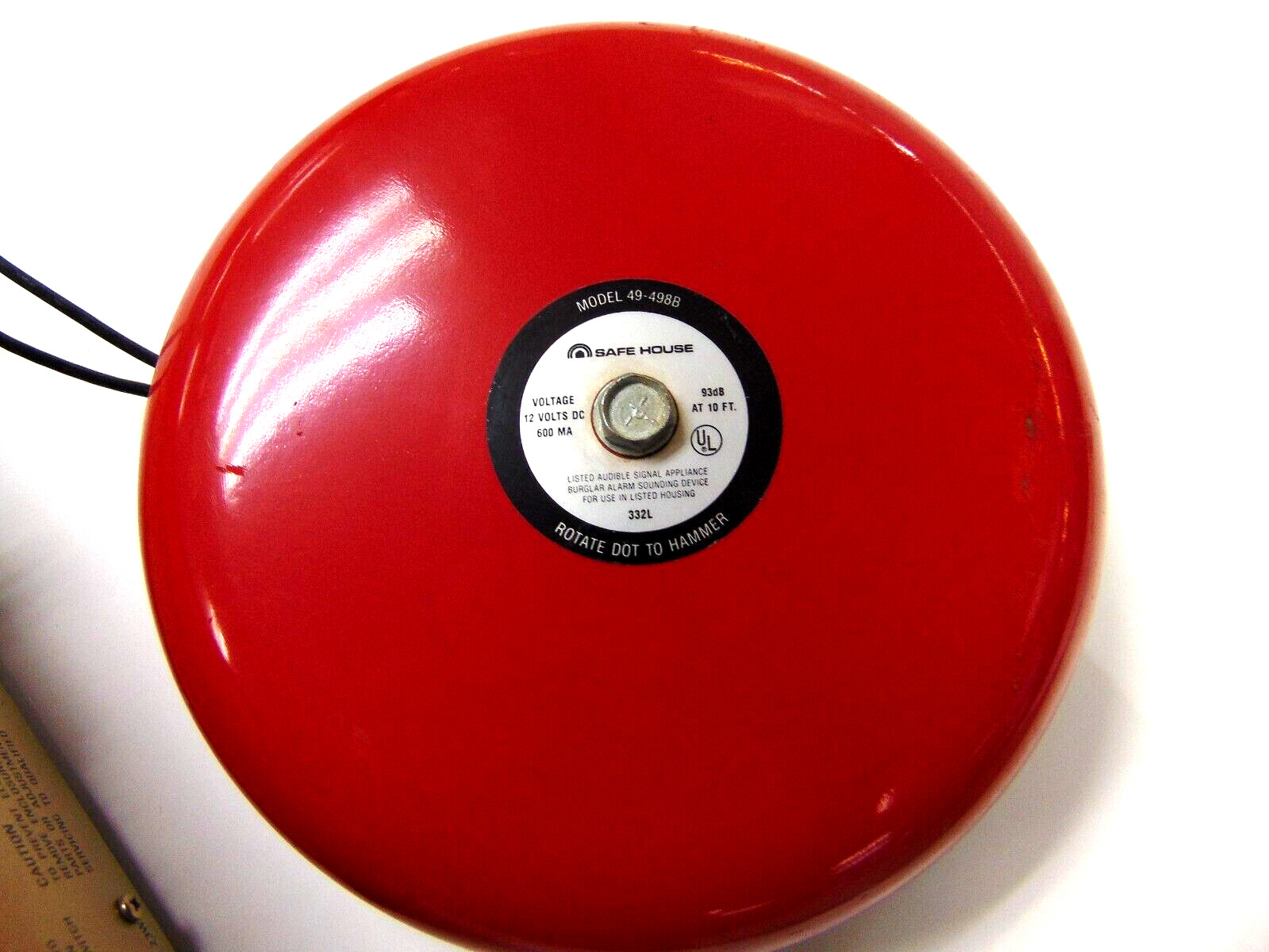 SAFE HOUSE BURGLAR ALARM SYSTEM MODEL 49-498B 12 VOLTS DC 600 MA 93DB @10 FT