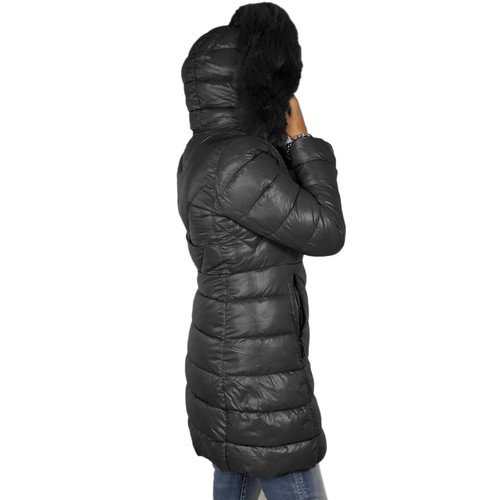 Daunen Frauen Lang Winter Jacke Gepolstert mit Kapuze Pelz Veque - Bild 11 von 41