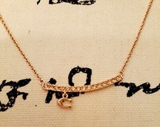 Coach Pave Smile C Logo Necklace Rose Gold Authentic New With Tags