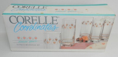 Vintage NEW 10 Corelle Forever Yours Pink Heart Tumblers Cooler Glasses 16oz