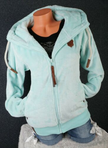 Damen Kuschel Teddy Fleece Sweat Jacke Kapuze Hoodie Übergangsjacke Uni S-3XL - Bild 43 von 59