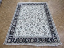 8'11 x 12'1 Hand Knotted Ivory Fine Nain With Silk Oriental Rug G14791