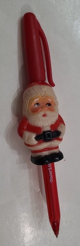 Babbo Natale soffiaggio stampo vintage penna topper vecchia plastica morbida Natale usato penna - Foto 11 di 12
