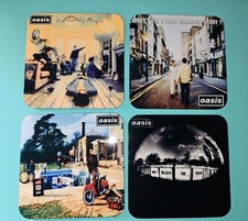 Set aus vier hausgemachten Oasis Album Cover Untersetzern 9 cm x 9 cm