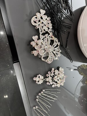 Festlicher Haarschmuck Hochzeit, Feiern in Silber, Blumen