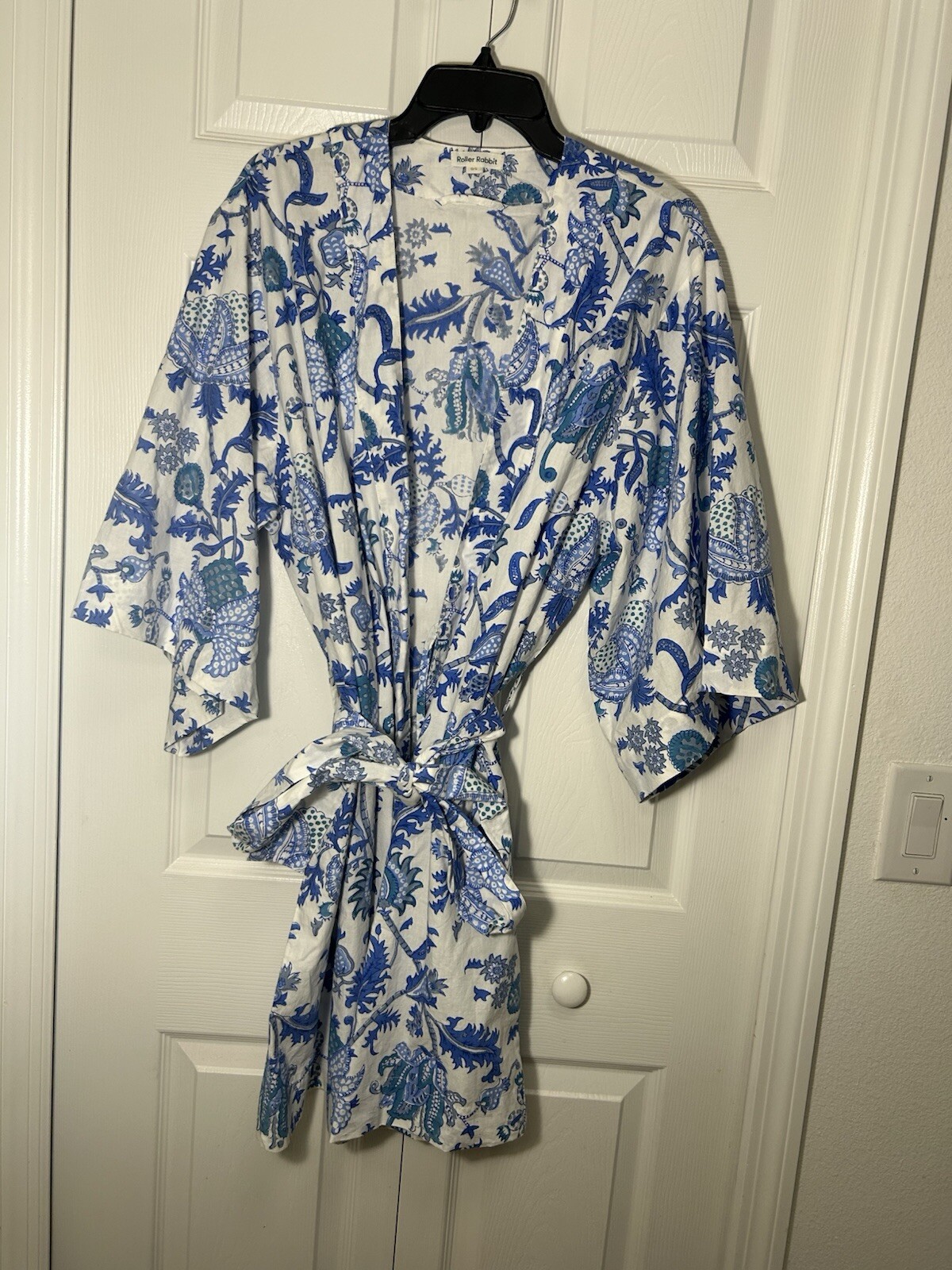 Roller Rabbit Blue Floral Amanda Robe Womens One Size… - Gem