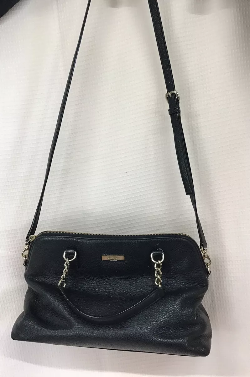 Genuine Kate Spade New York Black Pebble Leather Purse Handbag Hot Pink Interior