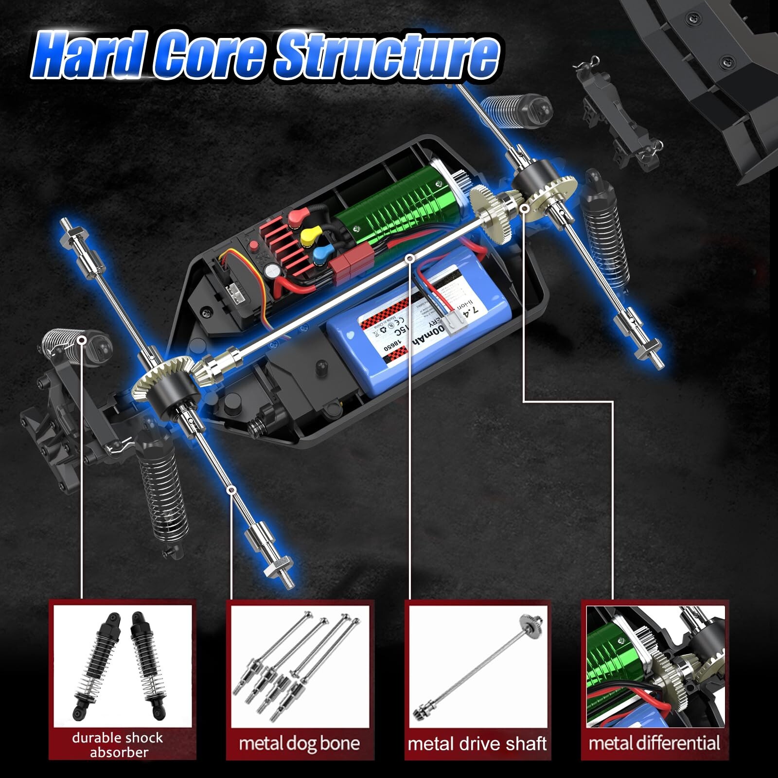 ScharkSpark Brushless RC Cars for Adults, Max 70 KPH Fast RC Truck, 4WD