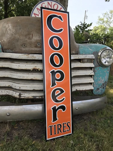 Antique Vintage Old Style Cooper Tires Service Station Sign
