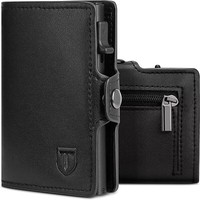 Leder Herren GeldböRse Slim Wallet Mit MüNzfach Kartenhalter Rfid Schutz Schwarz