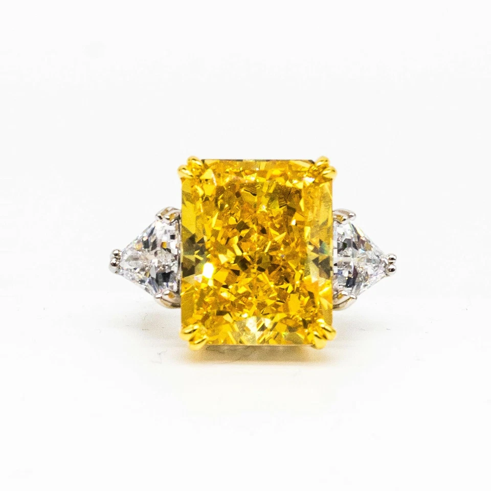 The Yellow Empress: anel folheado a ouro 18k de prata esterlina com zircão amarelo e branco - Imagem 3 de 4