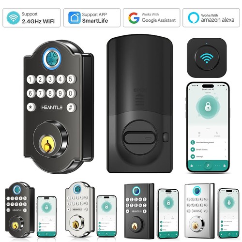 HEANTLE Smart Door Lock WiFi Deadbolt Fingerprint Keyless Entry Digital Keypad