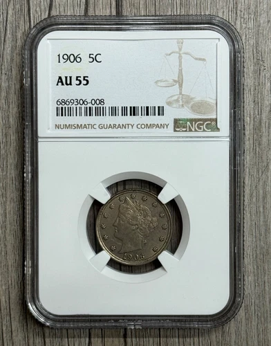 1906 Liberty Nickel NGC AU-55, Nice Higher Grade Nickel